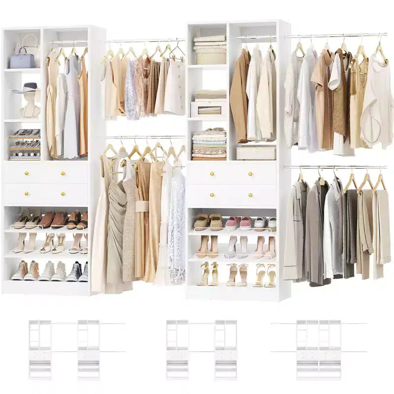 Organisateur de dressing, blanc et doré