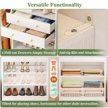 Organisateur de dressing, blanc et doré