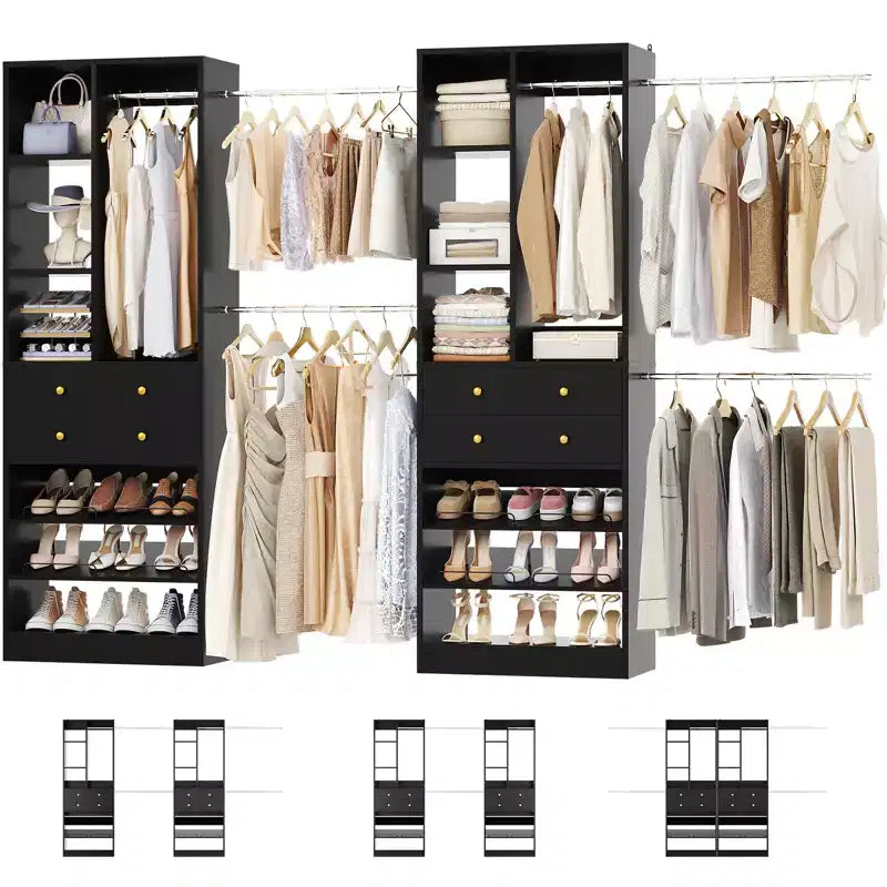 Organisateur de dressing, blanc et doré