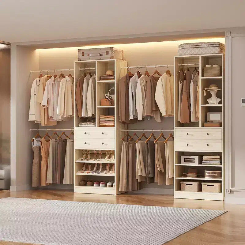 Organisateur de dressing, blanc et doré