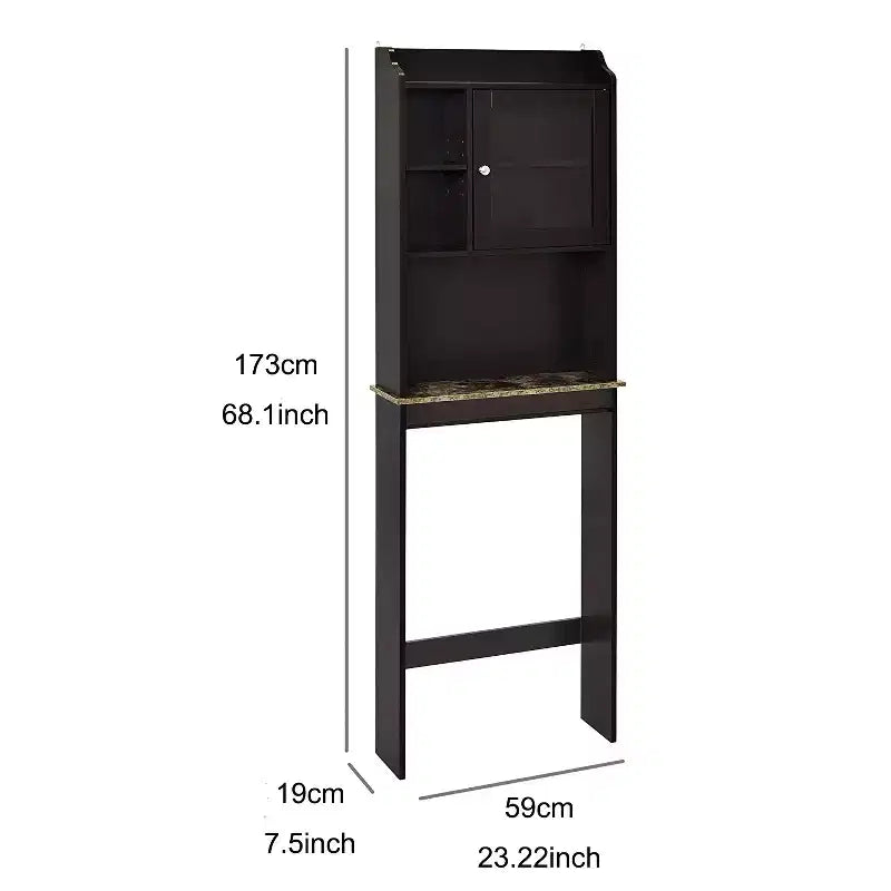 Meuble de salle de bain au-dessus des toilettes, armoire de rangement de salle de bain avec portes en verre et étagères réglables, armoire de rangement au-dessus des toilettes