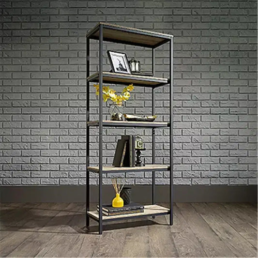 HomeStock 65 H. Oak Wood Vertical Bookshelves 3 with Tier Shelves