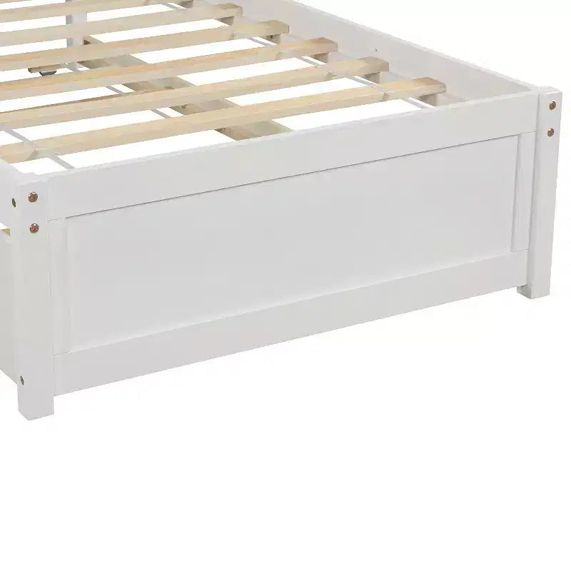 Lit jumeau avec lit gigogne escamotable, tête de lit incurvée, cadre en bois massif — Pas besoin de sommier tapissier