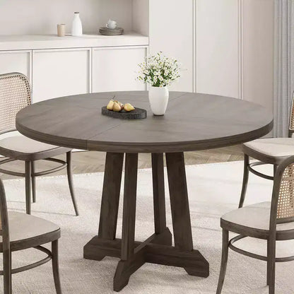 Round Dining Table for 4, 47 Inch Wooden Kitchen Circle Dinner Table with Sturty Legs for Dining Room, Kitchen, Grey