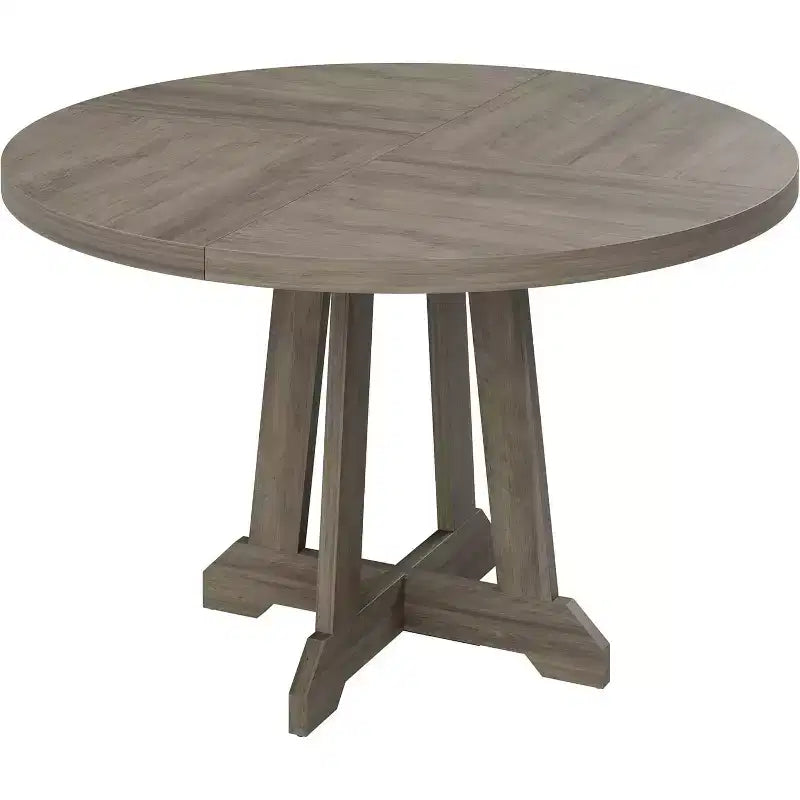 Table à manger ronde pour 4 personnes, table de cuisine circulaire en bois de 119 cm avec pieds robustes pour salle à manger, cuisine, gris