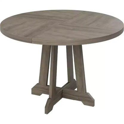 Table à manger ronde pour 4 personnes, table de cuisine circulaire en bois de 119 cm avec pieds robustes pour salle à manger, cuisine, gris