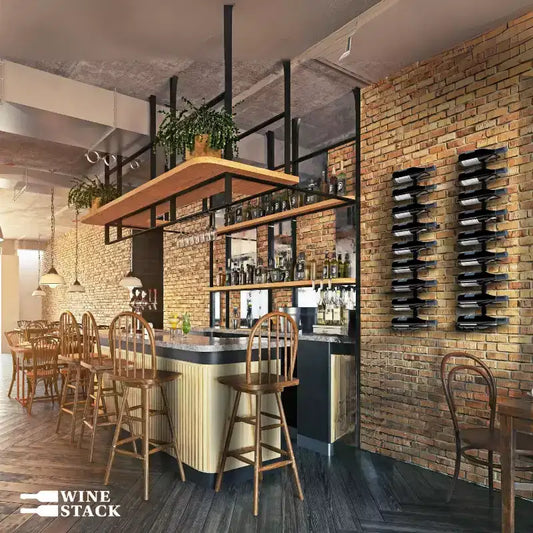 Casier à vin mural en métal à 9 bouteilles, organisateur de rangement de style industriel pour cuisine ou bar domestique