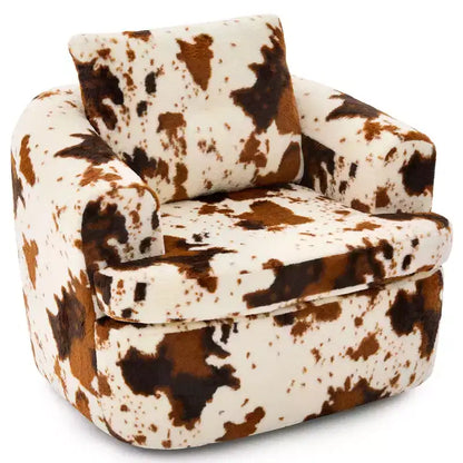 Fauteuil rond pivotant de 93 cm avec rotation à 360°, coussin double épaisseur et dossier capitonné