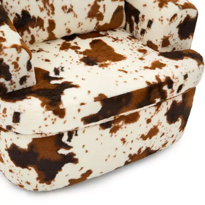 Fauteuil rond pivotant de 93 cm avec rotation à 360°, coussin double épaisseur et dossier capitonné