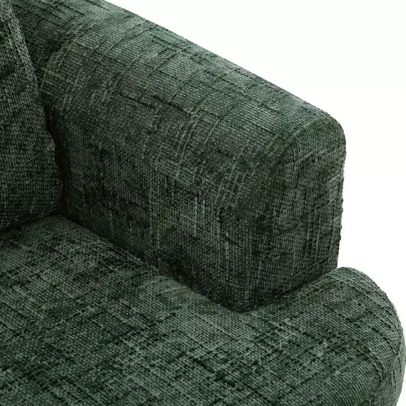 Fauteuil rond pivotant de 93 cm avec rotation à 360°, coussin double épaisseur et dossier capitonné