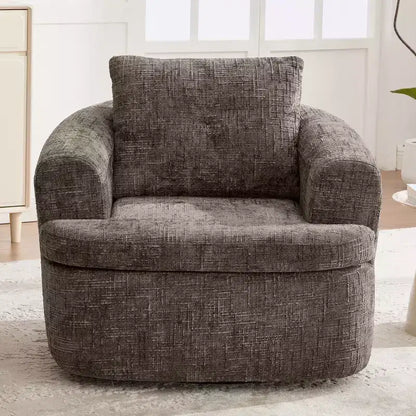 Fauteuil rond pivotant de 93 cm avec rotation à 360°, coussin double épaisseur et dossier capitonné