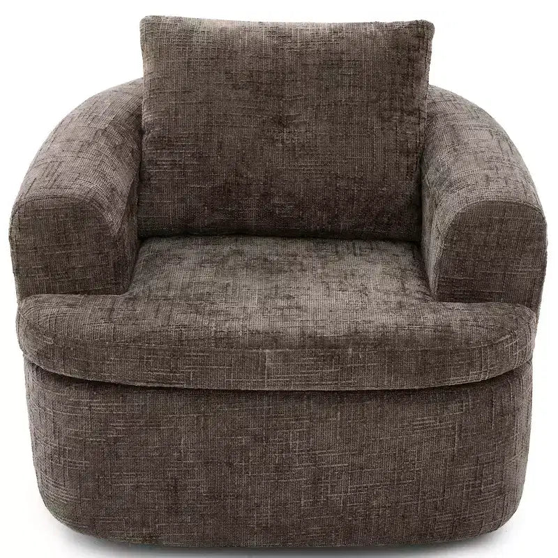 Fauteuil rond pivotant de 93 cm avec rotation à 360°, coussin double épaisseur et dossier capitonné
