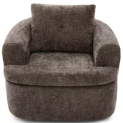 Fauteuil rond pivotant de 93 cm avec rotation à 360°, coussin double épaisseur et dossier capitonné