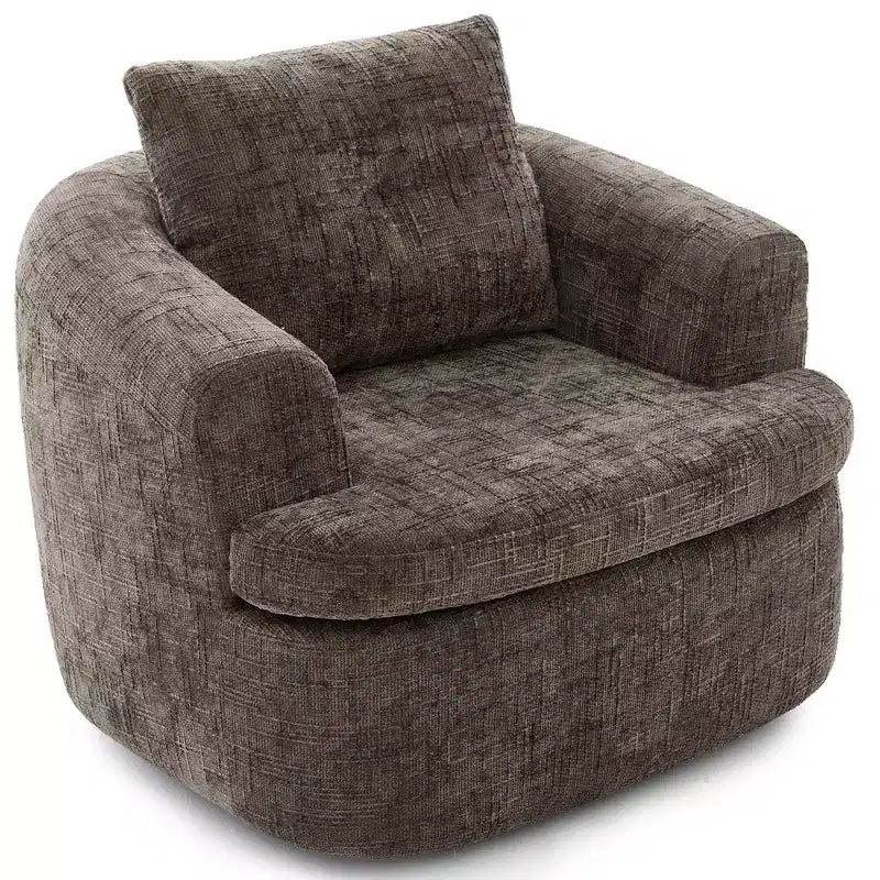 Fauteuil rond pivotant de 93 cm avec rotation à 360°, coussin double épaisseur et dossier capitonné