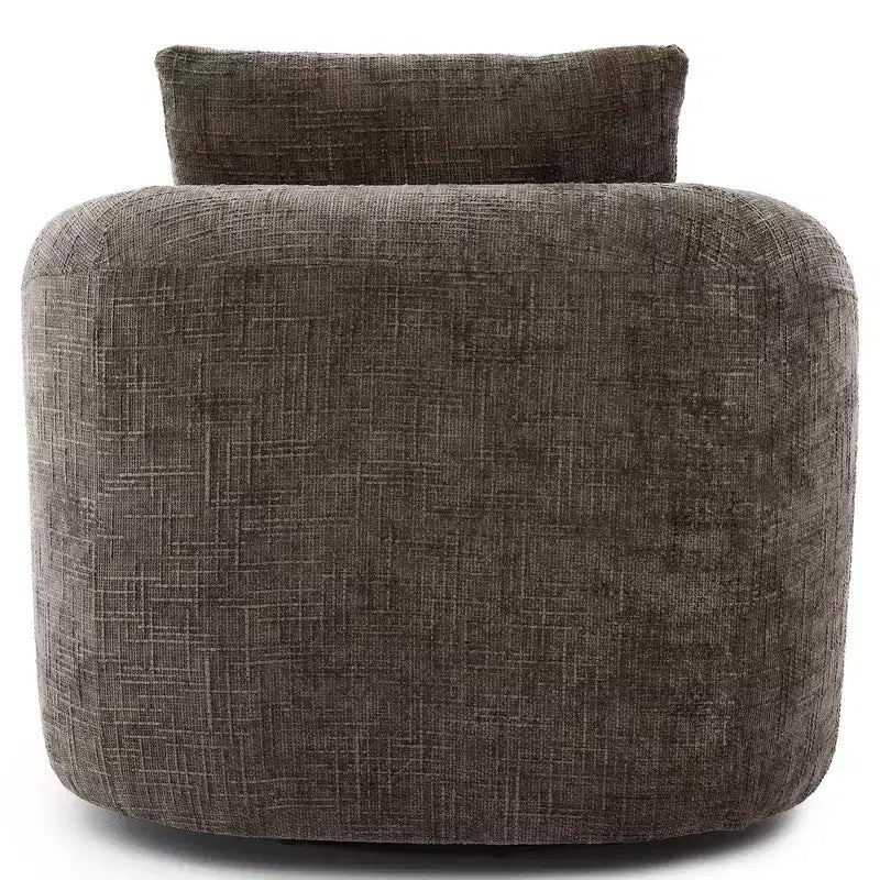 Fauteuil rond pivotant de 93 cm avec rotation à 360°, coussin double épaisseur et dossier capitonné