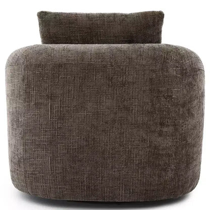 Fauteuil rond pivotant de 93 cm avec rotation à 360°, coussin double épaisseur et dossier capitonné