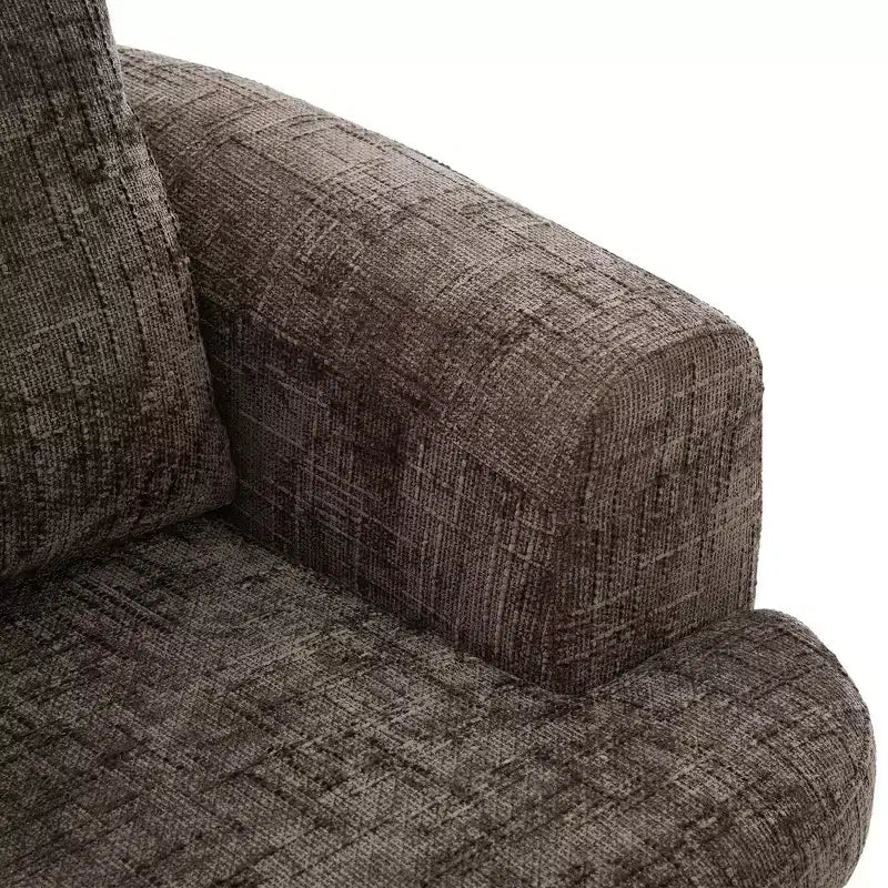 Fauteuil rond pivotant de 93 cm avec rotation à 360°, coussin double épaisseur et dossier capitonné