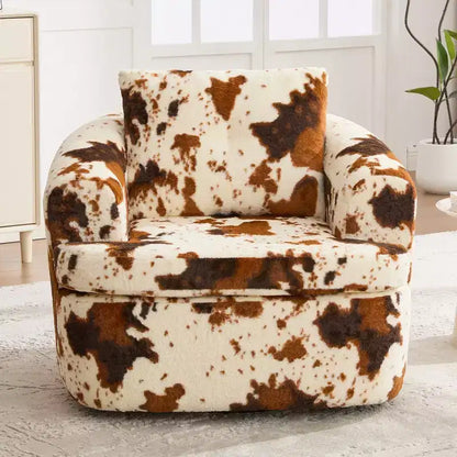 Fauteuil rond pivotant de 93 cm avec rotation à 360°, coussin double épaisseur et dossier capitonné