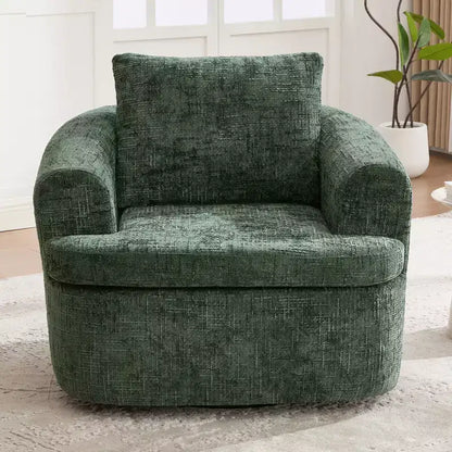 Fauteuil rond pivotant de 93 cm avec rotation à 360°, coussin double épaisseur et dossier capitonné