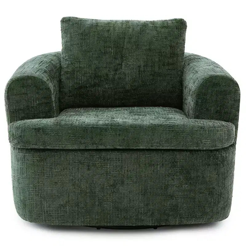 Fauteuil rond pivotant de 93 cm avec rotation à 360°, coussin double épaisseur et dossier capitonné