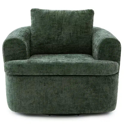 Fauteuil rond pivotant de 93 cm avec rotation à 360°, coussin double épaisseur et dossier capitonné