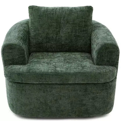 Fauteuil rond pivotant de 93 cm avec rotation à 360°, coussin double épaisseur et dossier capitonné
