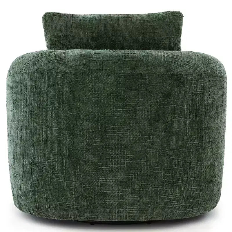 Fauteuil rond pivotant de 93 cm avec rotation à 360°, coussin double épaisseur et dossier capitonné