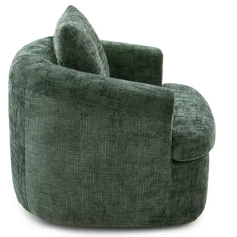 Fauteuil rond pivotant de 93 cm avec rotation à 360°, coussin double épaisseur et dossier capitonné