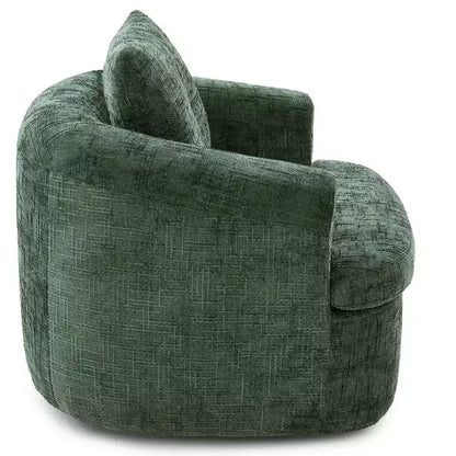 Fauteuil rond pivotant de 93 cm avec rotation à 360°, coussin double épaisseur et dossier capitonné