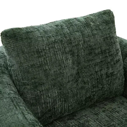 Fauteuil rond pivotant de 93 cm avec rotation à 360°, coussin double épaisseur et dossier capitonné