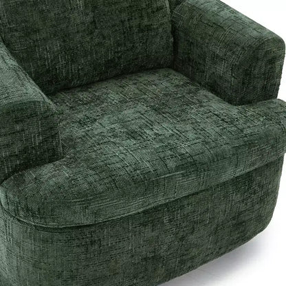Fauteuil rond pivotant de 93 cm avec rotation à 360°, coussin double épaisseur et dossier capitonné