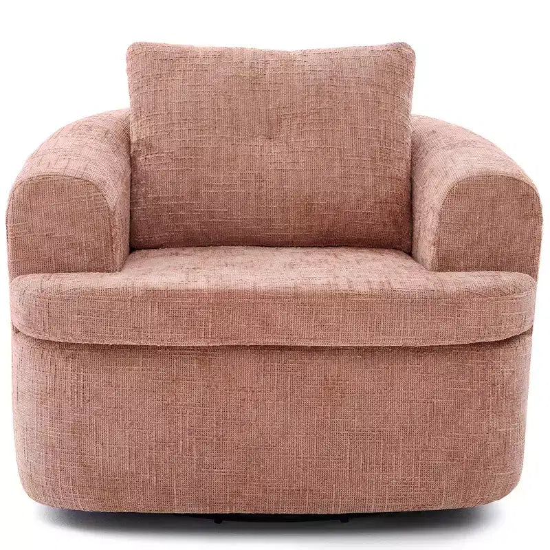 Fauteuil rond pivotant de 93 cm avec rotation à 360°, coussin double épaisseur et dossier capitonné