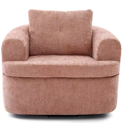 Fauteuil rond pivotant de 93 cm avec rotation à 360°, coussin double épaisseur et dossier capitonné