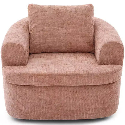 Fauteuil rond pivotant de 93 cm avec rotation à 360°, coussin double épaisseur et dossier capitonné