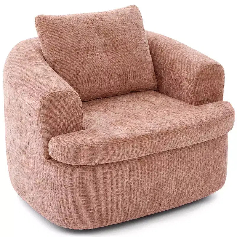 Fauteuil rond pivotant de 93 cm avec rotation à 360°, coussin double épaisseur et dossier capitonné