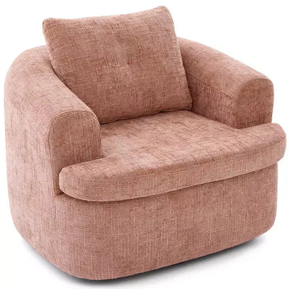Fauteuil rond pivotant de 93 cm avec rotation à 360°, coussin double épaisseur et dossier capitonné