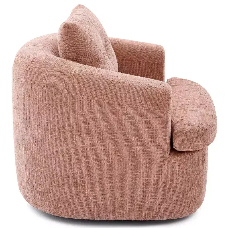 Fauteuil rond pivotant de 93 cm avec rotation à 360°, coussin double épaisseur et dossier capitonné