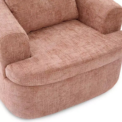 Fauteuil rond pivotant de 93 cm avec rotation à 360°, coussin double épaisseur et dossier capitonné