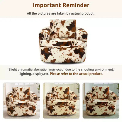 Fauteuil rond pivotant de 93 cm avec rotation à 360°, coussin double épaisseur et dossier capitonné