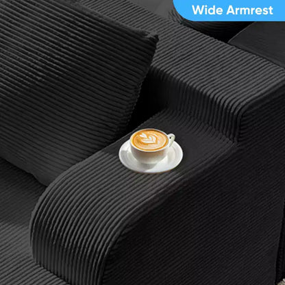 Canapé modulable 2 places avec assise profonde, canapé d'angle en velours côtelé avec méridienne