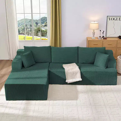Canapé modulable 2 places avec assise profonde, canapé d'angle en velours côtelé avec méridienne