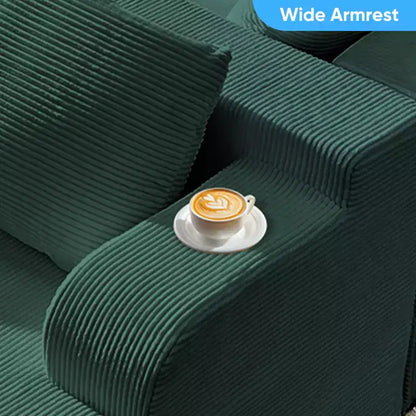 Canapé modulable 2 places avec assise profonde, canapé d'angle en velours côtelé avec méridienne