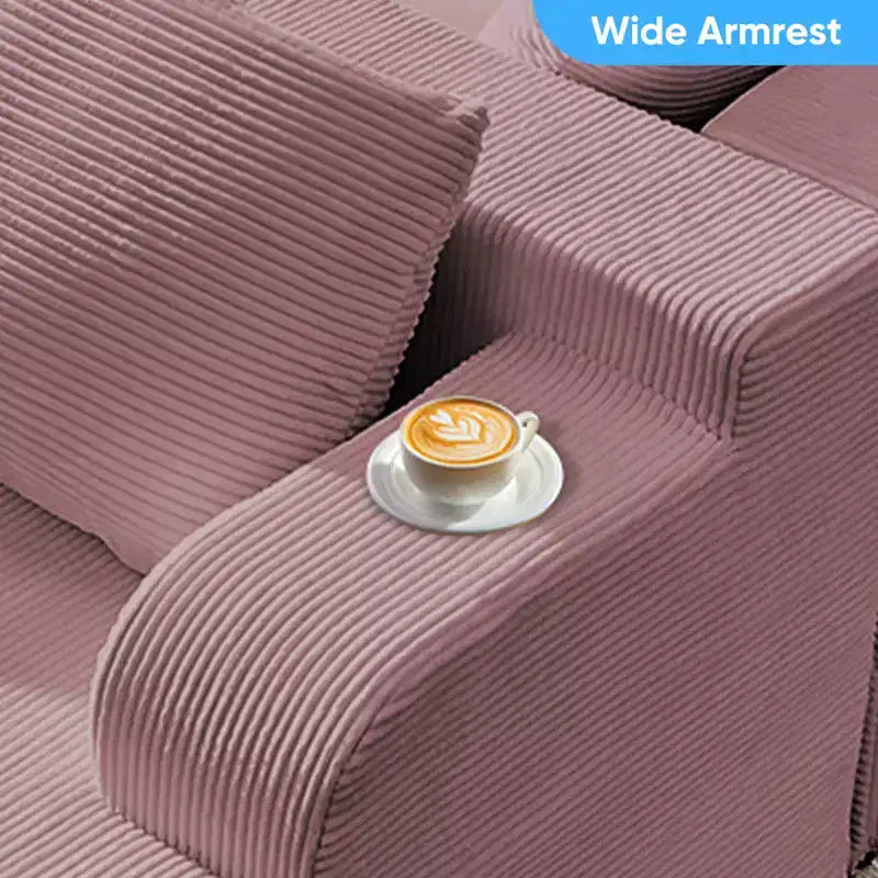 Canapé modulable 2 places avec assise profonde, canapé d'angle en velours côtelé avec méridienne