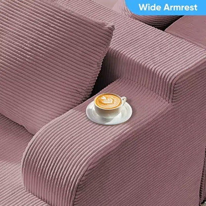Canapé modulable 2 places avec assise profonde, canapé d'angle en velours côtelé avec méridienne