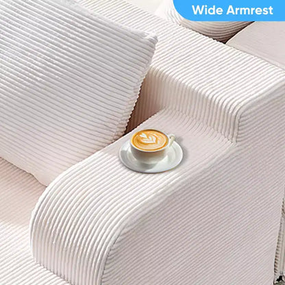 Canapé modulable 2 places avec assise profonde, canapé d'angle en velours côtelé avec méridienne