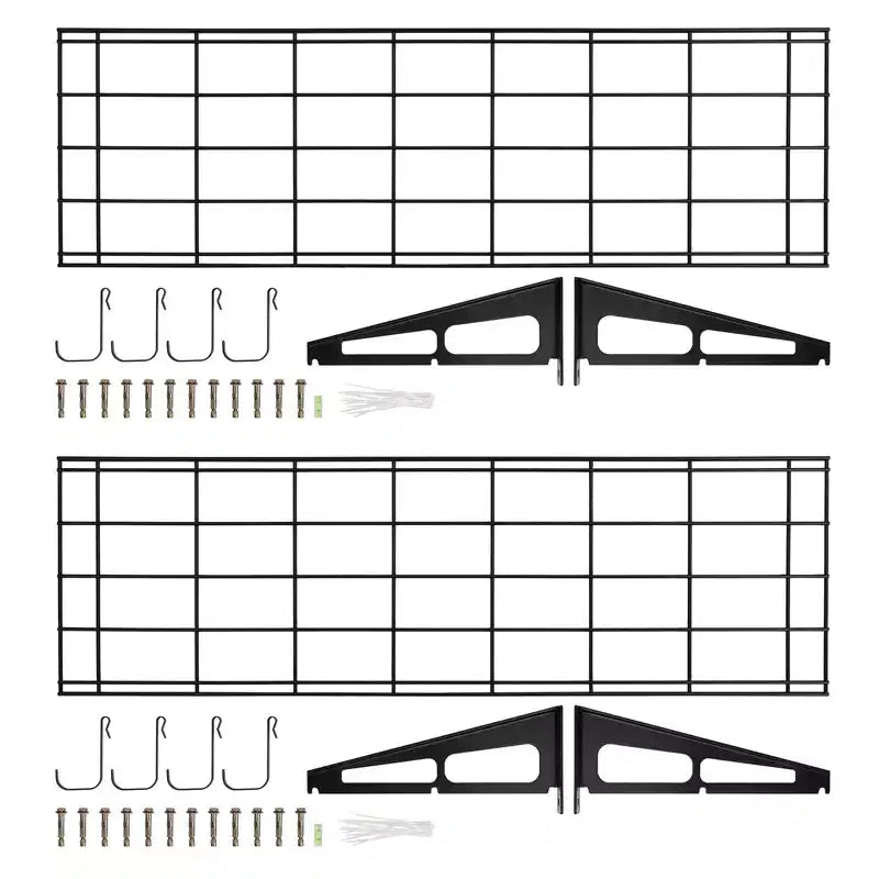 Lot de 2 étagères murales de garage 48x12 pouces, robustes, avec crochets, capacité totale de 400 lbs pour l'organisation de garage