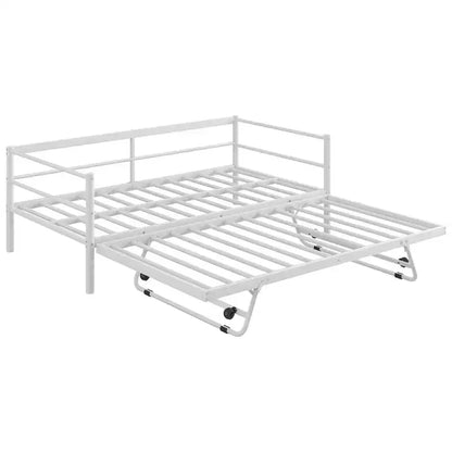Lit de repos double en métal avec lit gigogne réglable, lit de repos double avec lumière LED et lit gigogne relevable