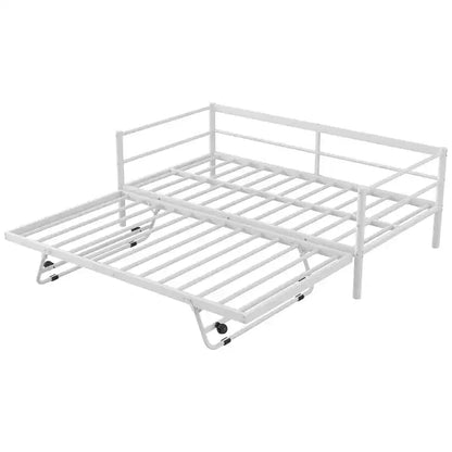 Lit de repos double en métal avec lit gigogne réglable, lit de repos double avec lumière LED et lit gigogne relevable