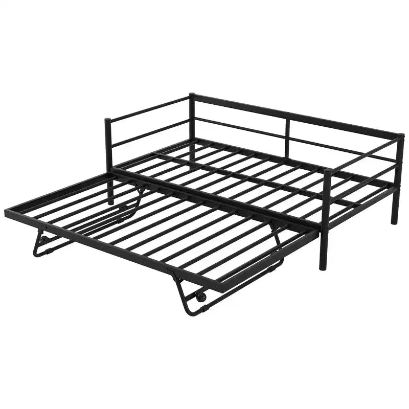 Lit de repos double en métal avec lit gigogne réglable, lit de repos double avec lumière LED et lit gigogne relevable