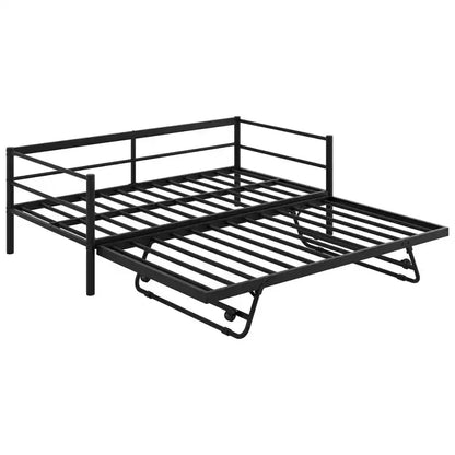 Lit de repos double en métal avec lit gigogne réglable, lit de repos double avec lumière LED et lit gigogne relevable